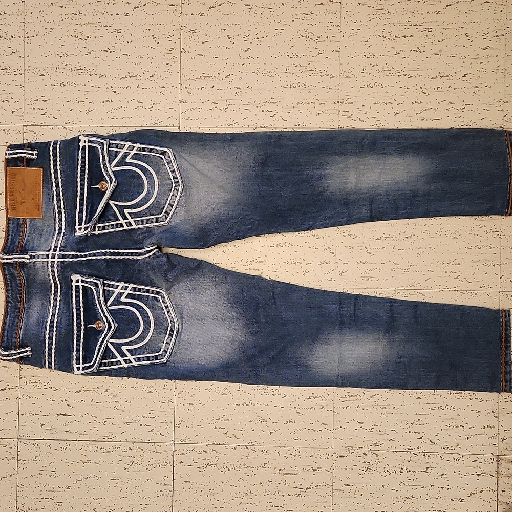 True Religion Blue Ricky Relaxed Straight Fit Chain Stitched Jeans Vintage Y2K